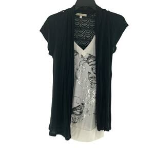 Tutta Bella Maternity Top Women Size Small Stretch Crochet Inner Shirt Cardigan